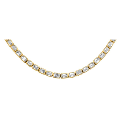 Yellow Gold Emerald Cut Diamond Necklace — view 2