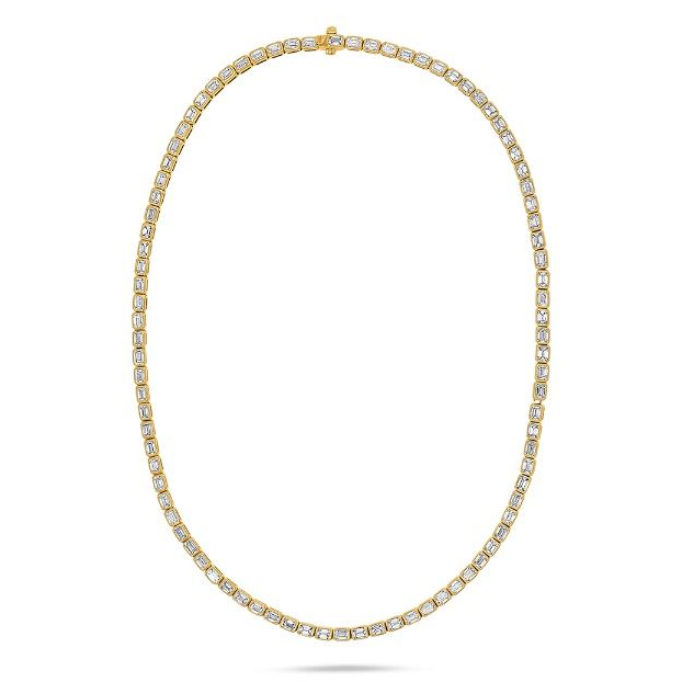 Yellow Gold Emerald Cut Diamond Necklace — view 1