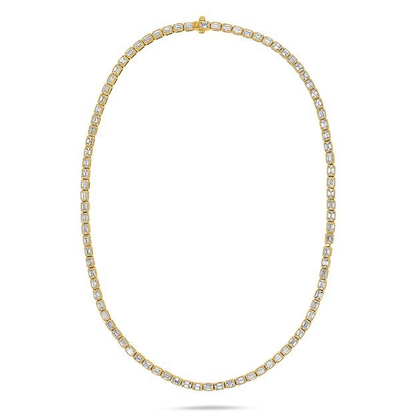 Yellow Gold Emerald Cut Diamond Necklace — view 1