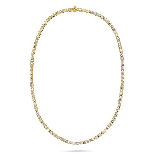 Yellow Gold Emerald Cut Diamond Necklace — view 1