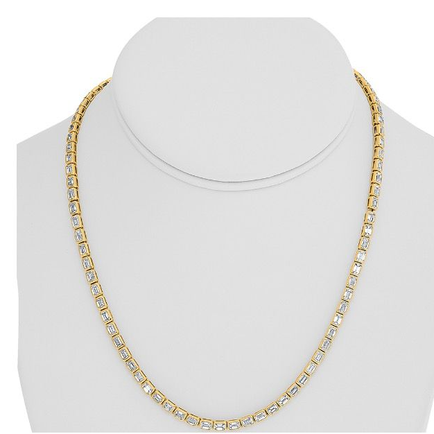 Yellow Gold Emerald Cut Diamond Necklace — view 3