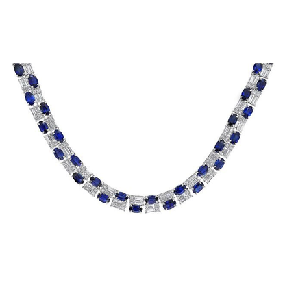 Sapphire and Diamond Tennis Necklace — view 2