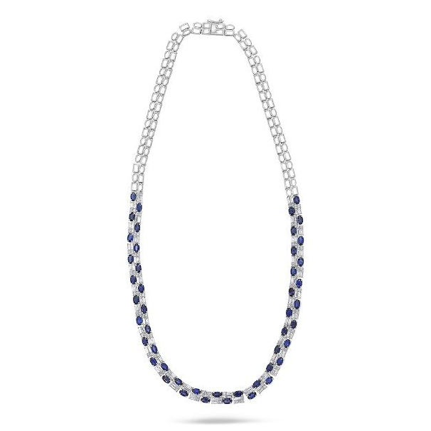 Sapphire and Diamond Tennis Necklace — view 1