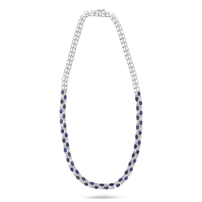 Sapphire and Diamond Tennis Necklace — view 1