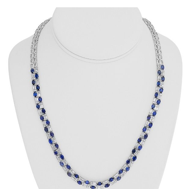 Sapphire and Diamond Tennis Necklace — view 3