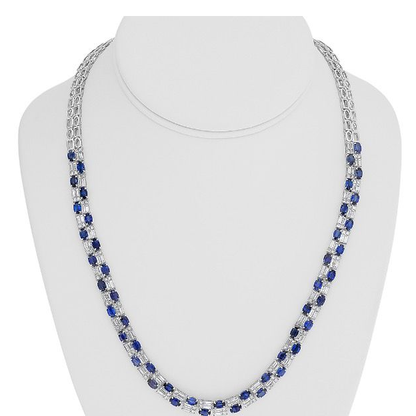 Sapphire and Diamond Tennis Necklace — view 3