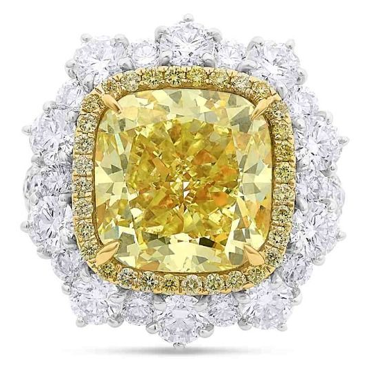Cushion Cut Yellow Diamond Set — view 1