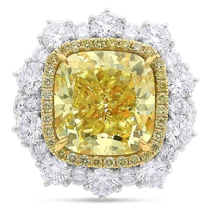 Cushion Cut Yellow Diamond Set — view 1