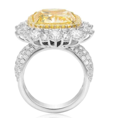 Cushion Cut Yellow Diamond Set — view 3