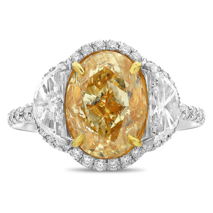 Oval Fancy Yellow Diamond Ring — view 2