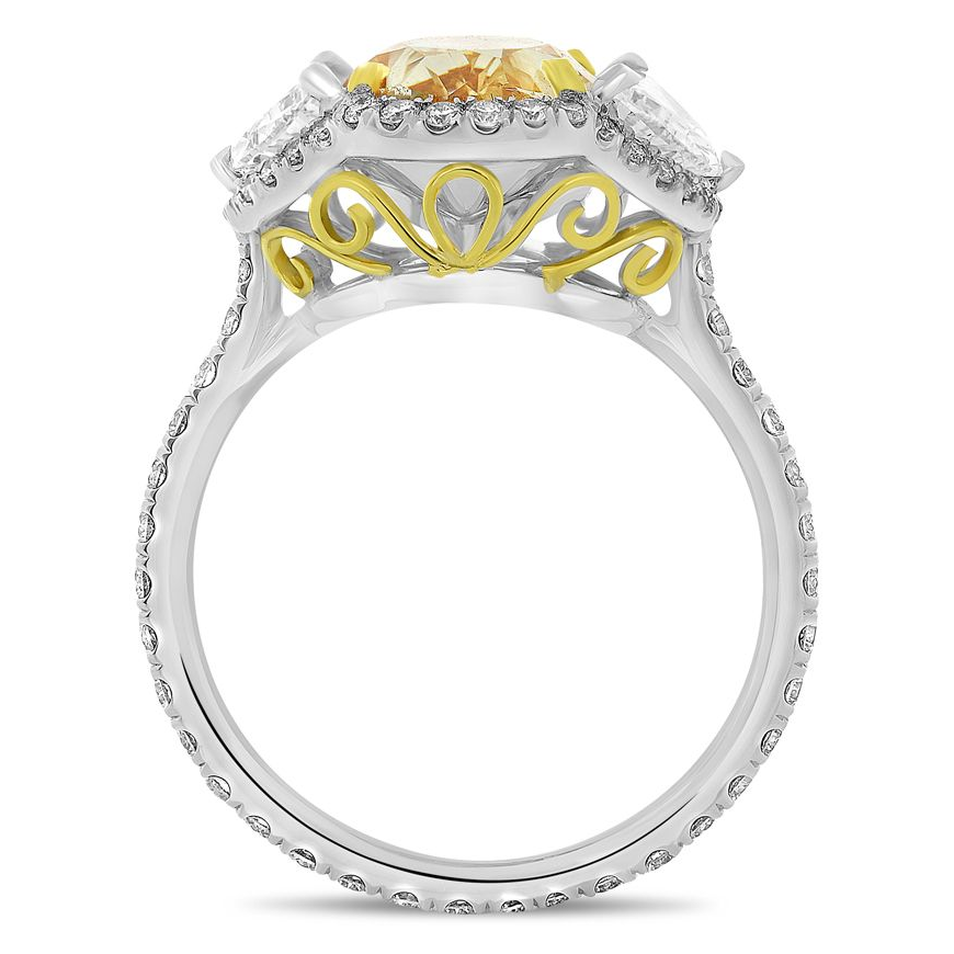 Oval Fancy Yellow Diamond Ring — view 3