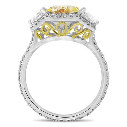 Oval Fancy Yellow Diamond Ring — view 3