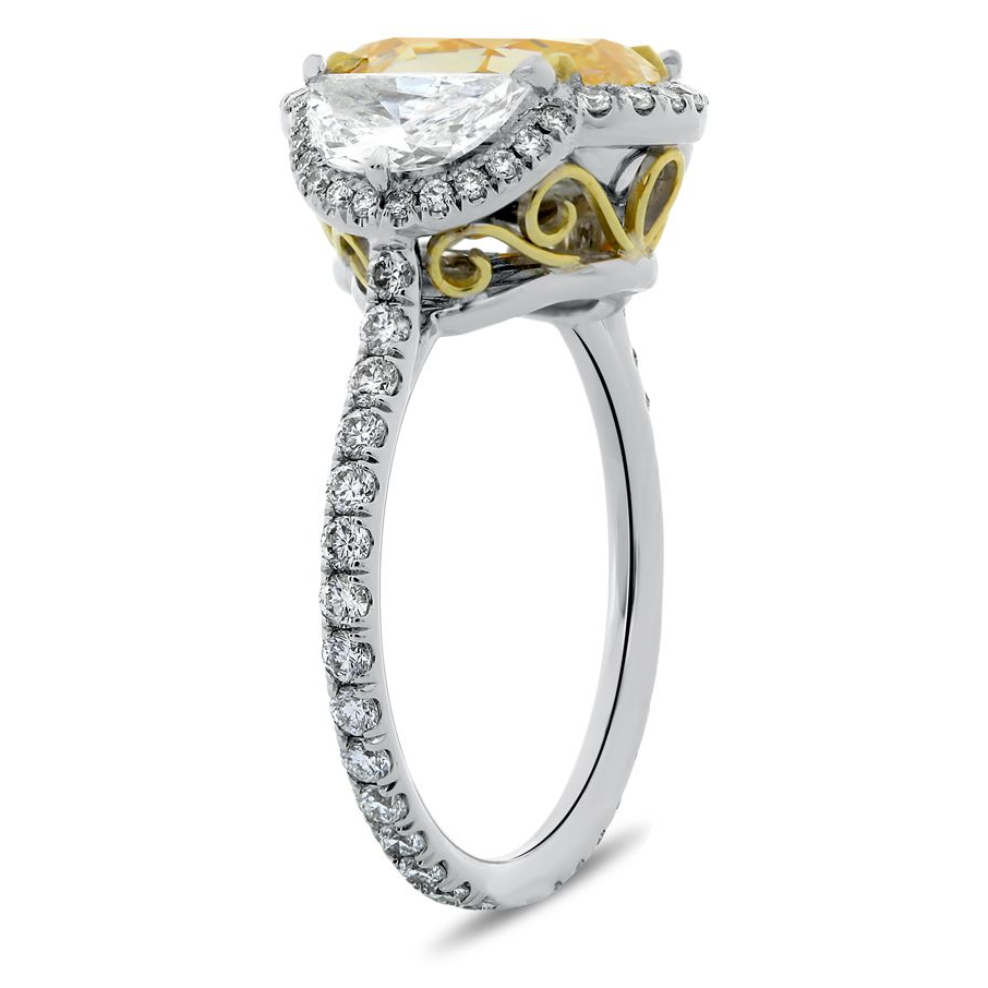 Oval Fancy Yellow Diamond Ring — view 4