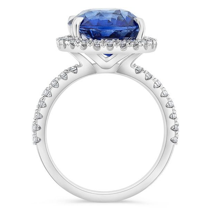 8.47 ct Diamond Halo Sapphire Ring — view 2