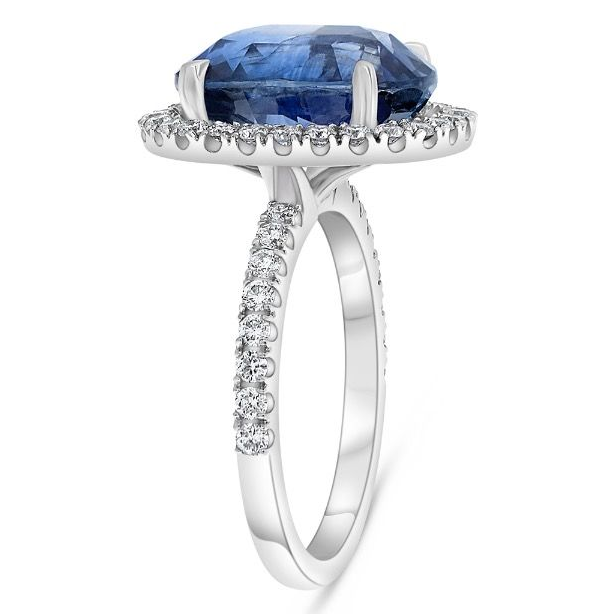 8.47 ct Diamond Halo Sapphire Ring — view 3