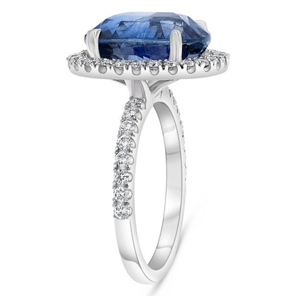 8.47 ct Diamond Halo Sapphire Ring — view 3