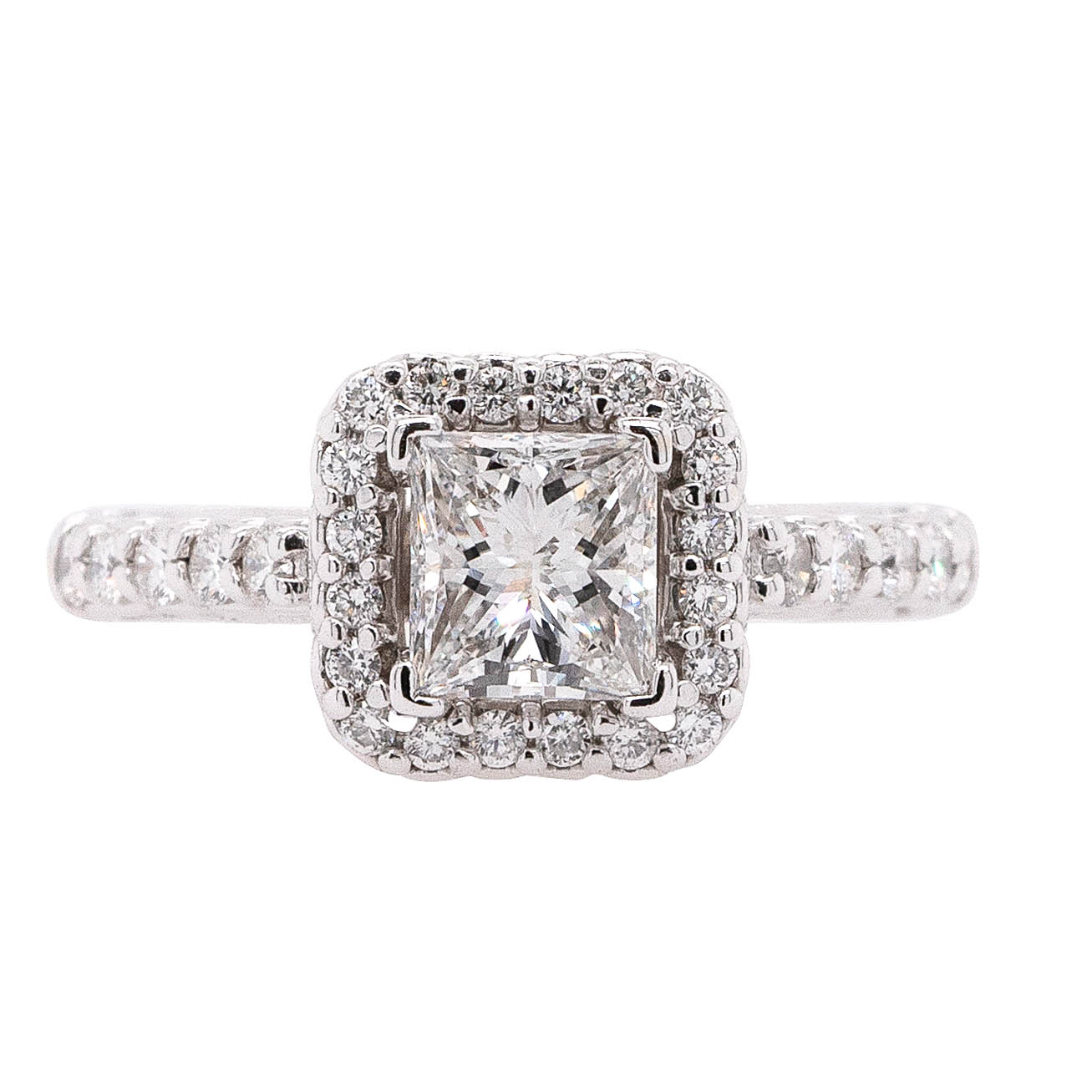 14k White Gold 1.02ctw Radiant Cut Natural Diamond Engagement Ring