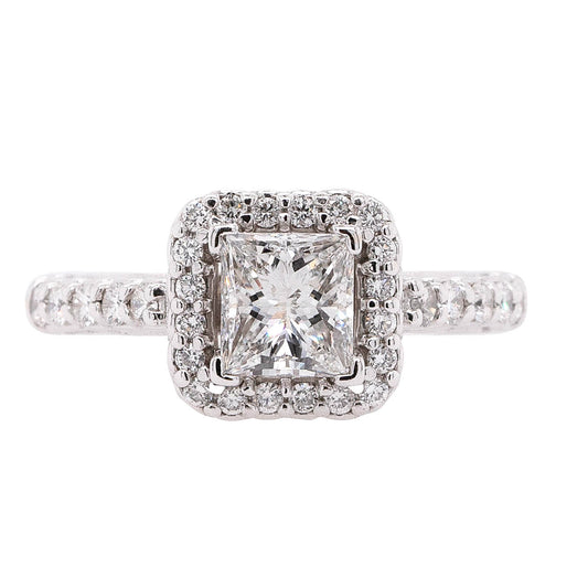 14k White Gold 1.02ctw Radiant Cut Natural Diamond Engagement Ring