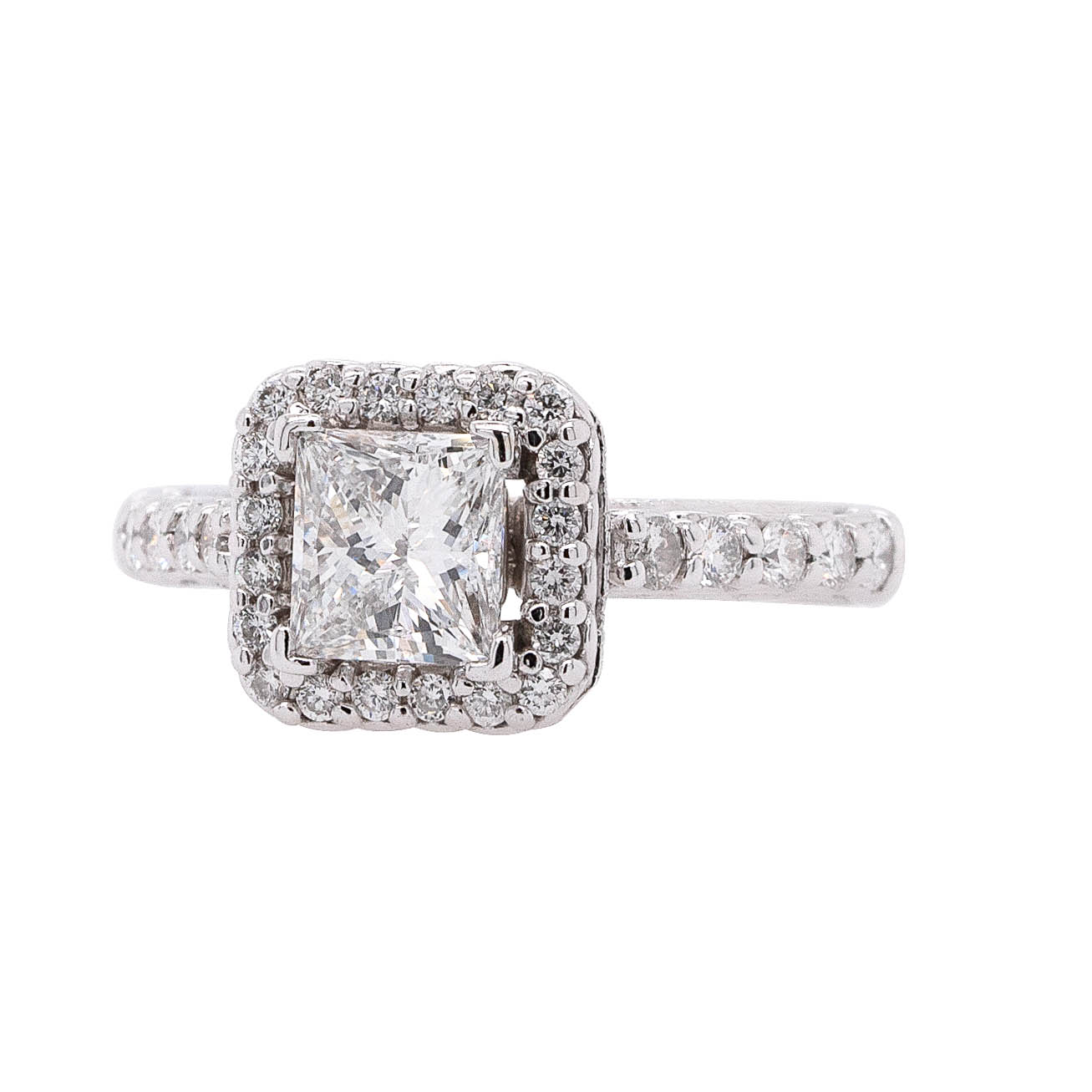 14k White Gold 1.02ctw Radiant Cut Natural Diamond Engagement Ring
