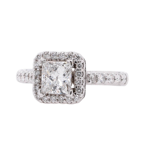 14k White Gold 1.02ctw Radiant Cut Natural Diamond Engagement Ring