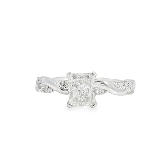 18k White Gold App 0.16ctw Diamond Twisted Mounting Engagement Ring