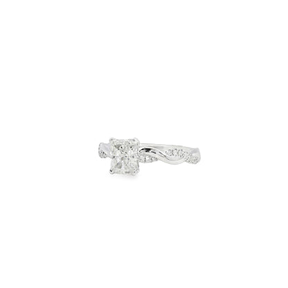 18k White Gold App 0.16ctw Diamond Twisted Mounting Engagement Ring