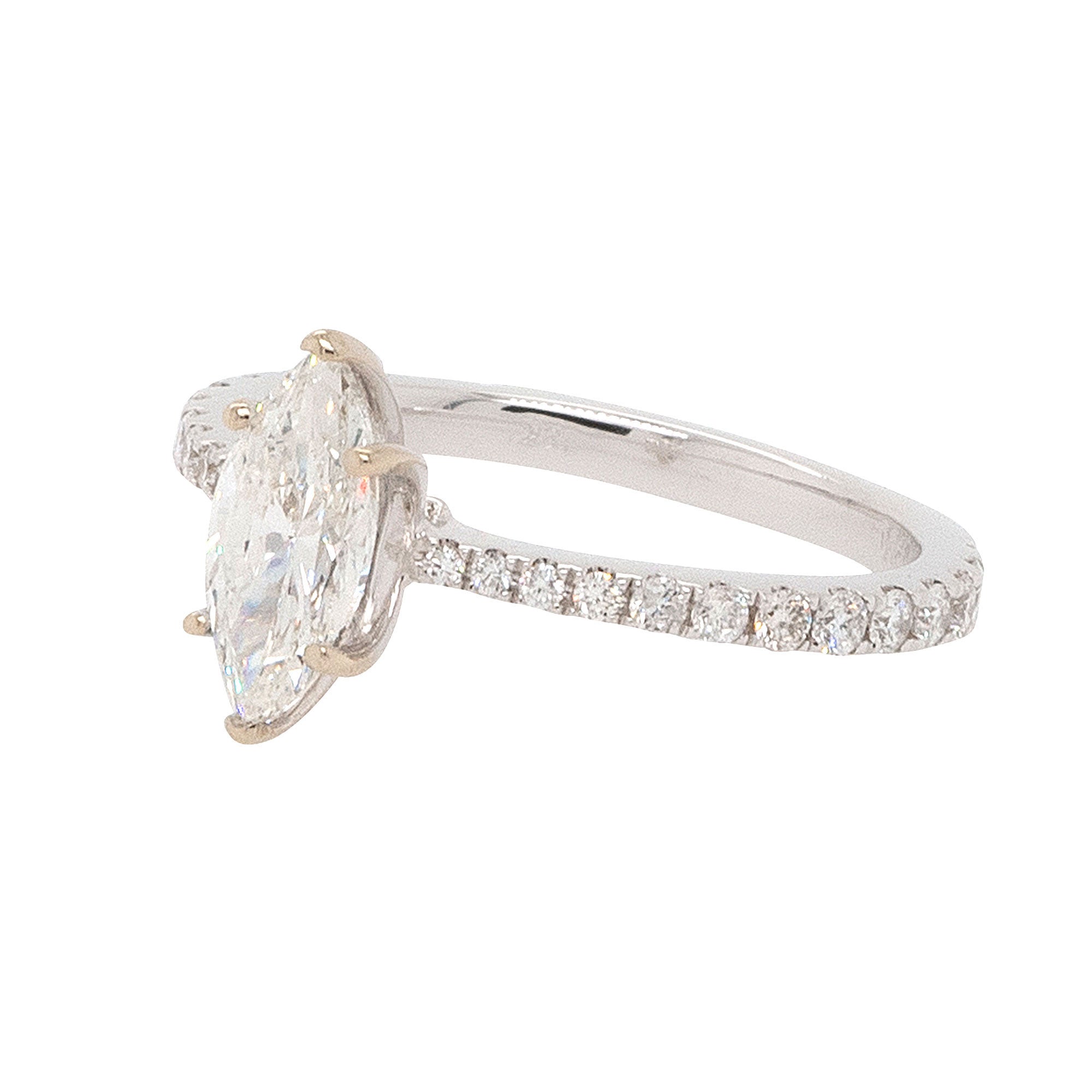 18k White Gold GIA Certified 0.91ct Natural Marquise Cut Diamond Engagement Ring