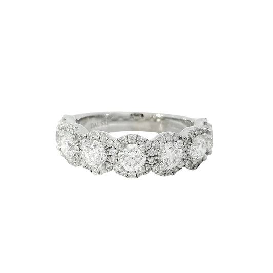 Henri Daussi 18k White Gold 1.15ctw Wedding Band Ring