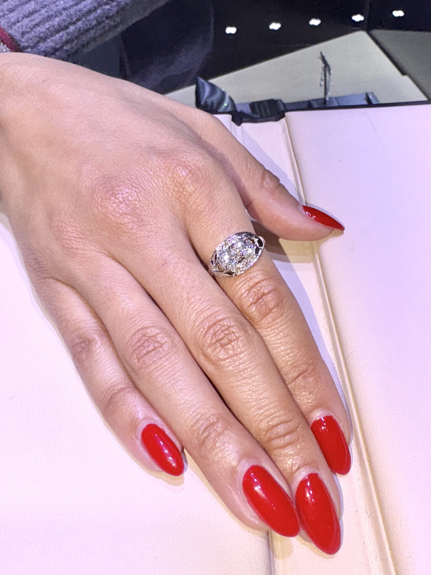 14k White Gold Two Stone Ring 1.25ctw of Natural Diamonds