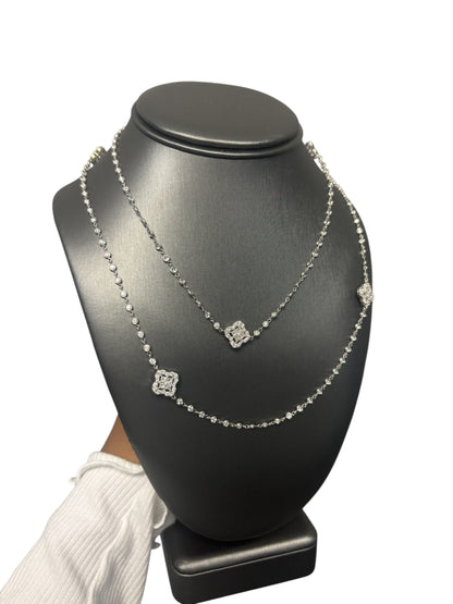 18k White Gold 18ctw Diamond Multi Clovers Necklace