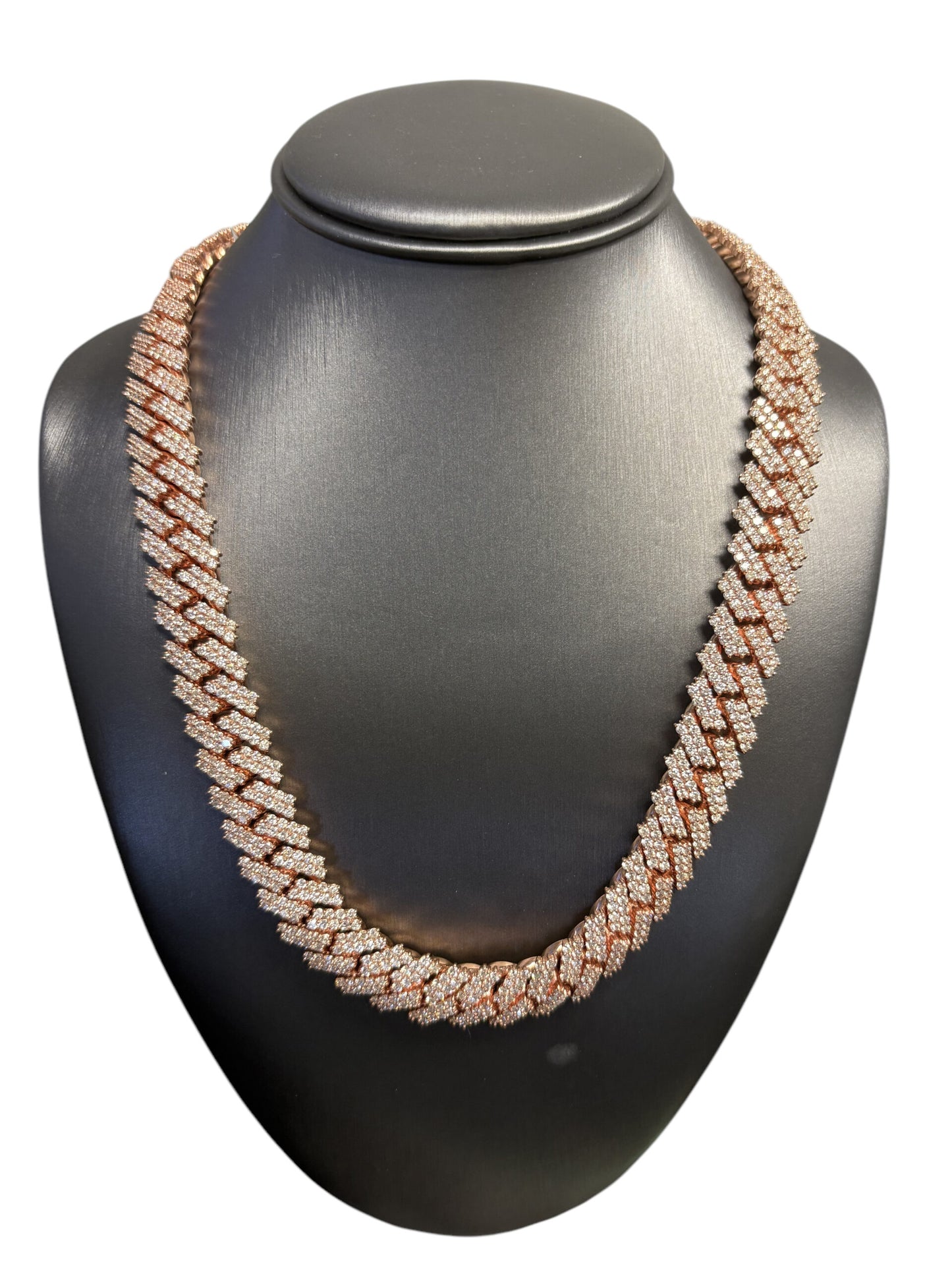 10k Rose Gold 49.8ctw Diamond Pave Cuban Chain Necklace