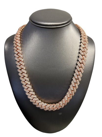 10k Rose Gold 49.8ctw Diamond Pave Cuban Chain Necklace