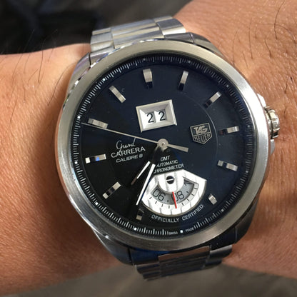 Tag Heuer WAV5111 Grand Carrera GMT Black Dial Stainless Steel Watch