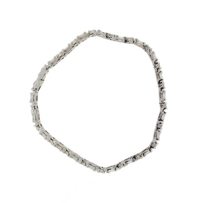 14k White Gold 4ctw Round Brilliant and Baguette Diamond Tennis Bracelet