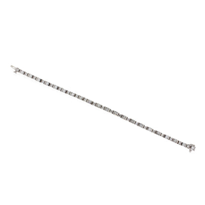 14k White Gold 4ctw Round Brilliant and Baguette Diamond Tennis Bracelet