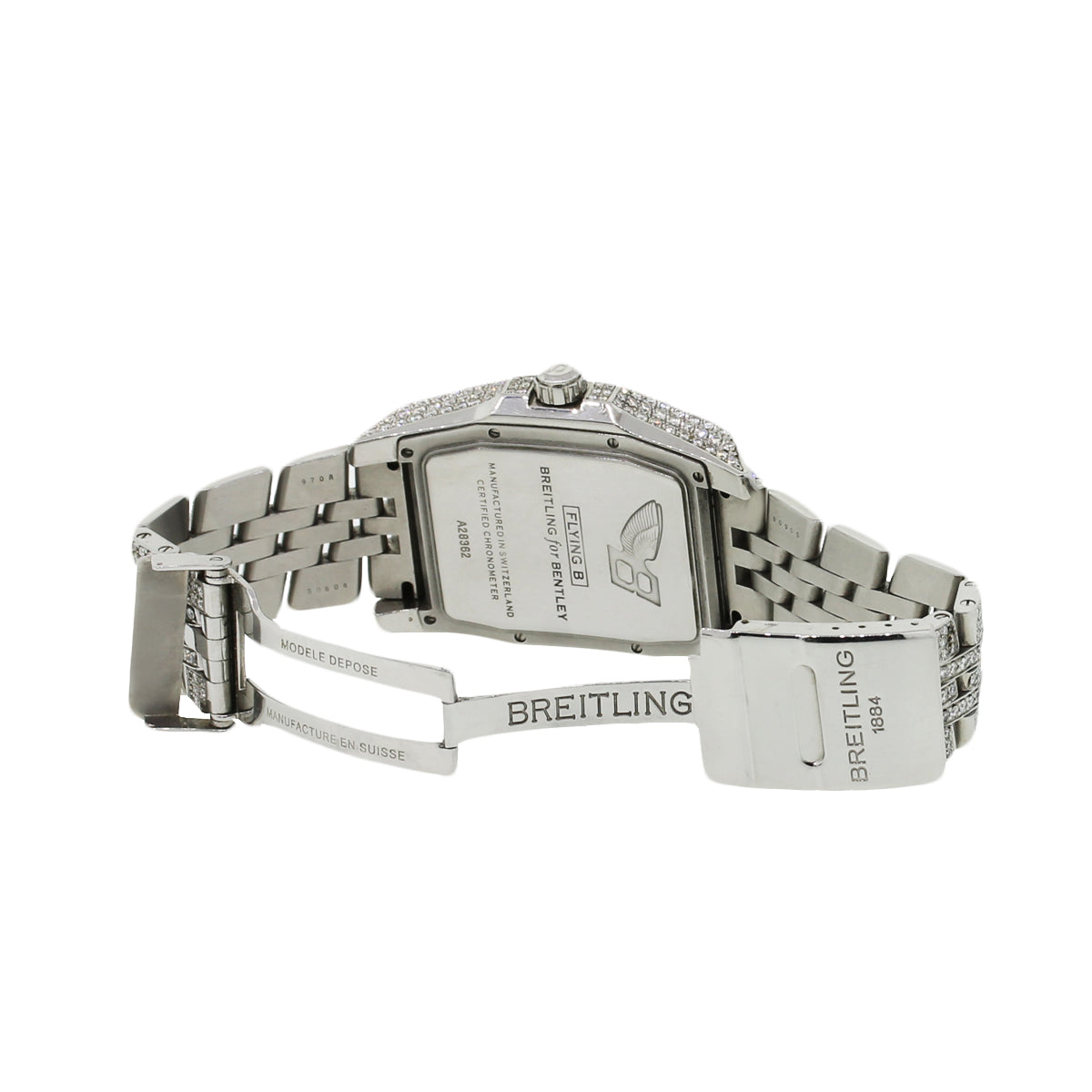 Breitling Bentley A28362 Flying B Aftermarket All Diamond Stainless Steel Watch