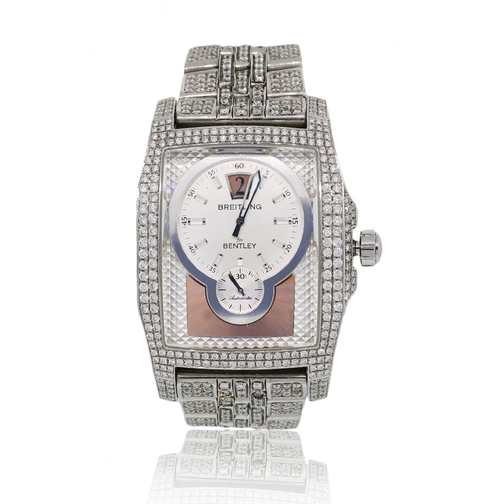 Breitling Bentley A28362 Flying B Aftermarket All Diamond Stainless Steel Watch