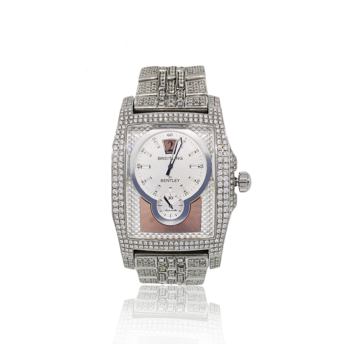 Breitling Bentley A28362 Flying B Aftermarket All Diamond Stainless Steel Watch
