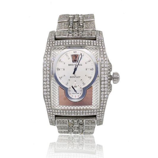 Breitling Bentley A28362 Flying B Aftermarket All Diamond Stainless Steel Watch