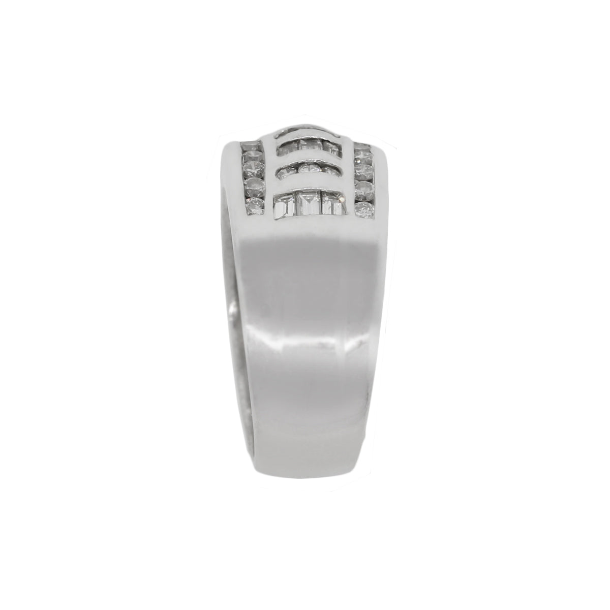 Platinum 1ctw Round Brilliant and Baguette Shape Diamond Band