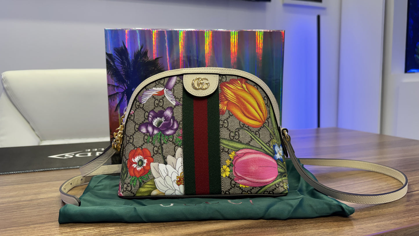 Gucci Women's Ophidia GG Flora Canvas Shoulder Bag with Original Box