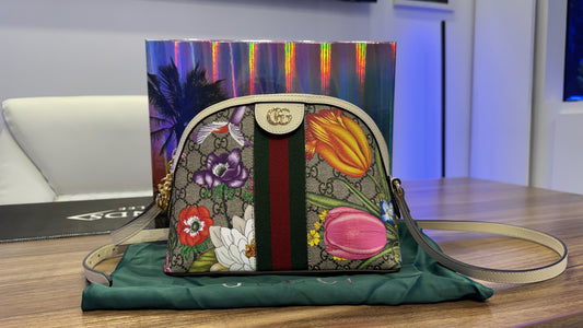 Gucci Women's Ophidia GG Flora Canvas Shoulder Bag with Original Box