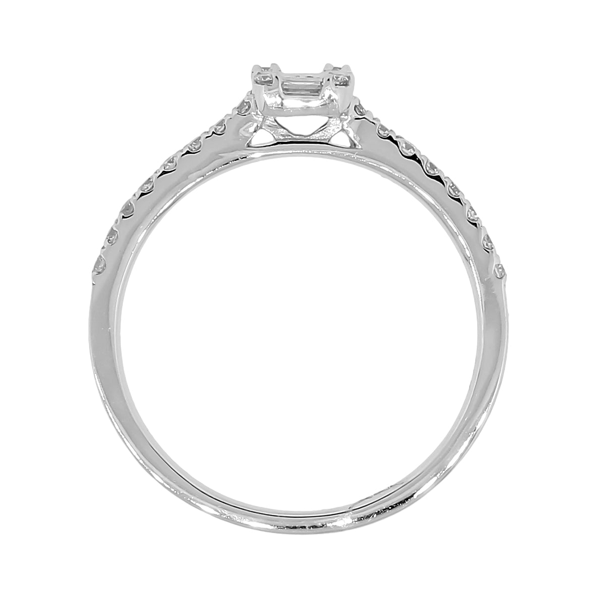 14k White Gold 0.33ctw Round Brilliant and Baguette Shape Diamond Mosaic Ring