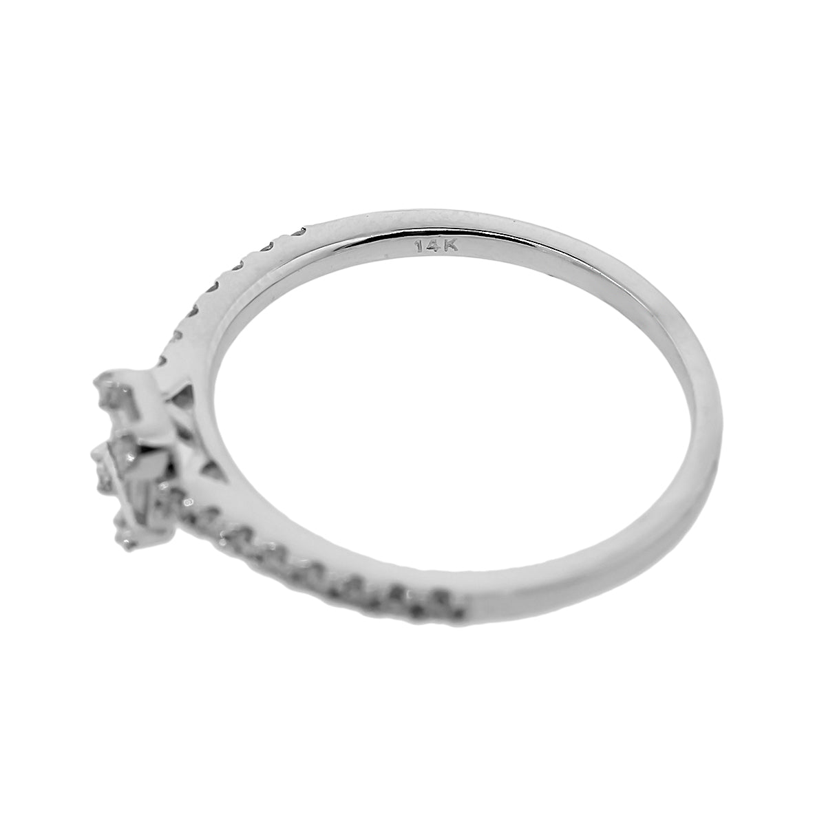 14k White Gold 0.33ctw Round Brilliant and Baguette Shape Diamond Mosaic Ring