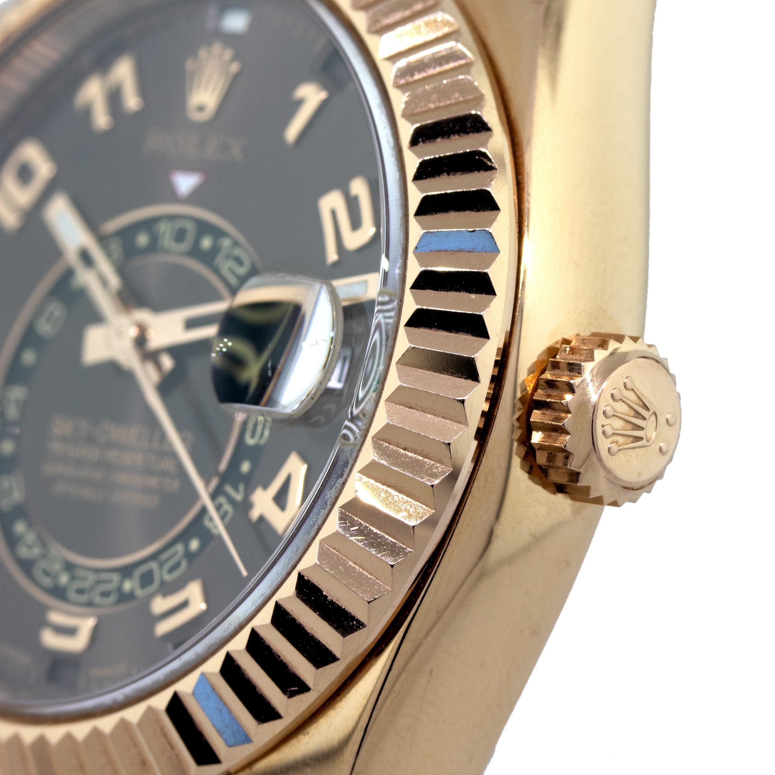Rolex 326935 Sky-Dweller 18k Rose Gold Chocolate Dial Watch