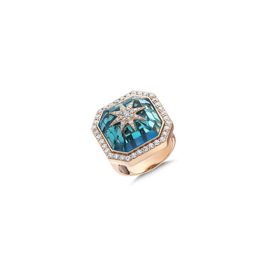 Bee Goddess Venus Star 18k Gold Diamond Ring