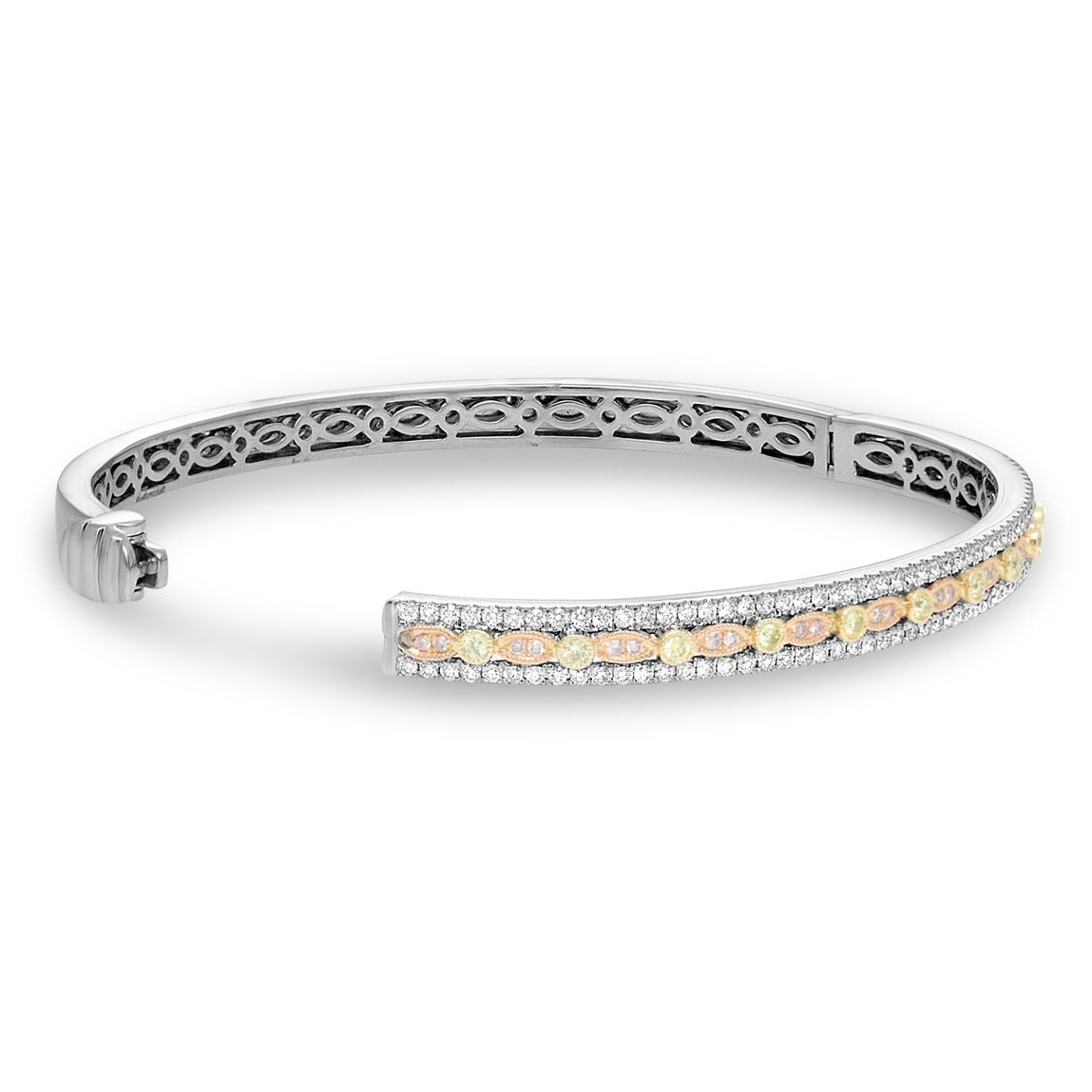 Tri-Colored Geometric Diamond Bangle — view 1