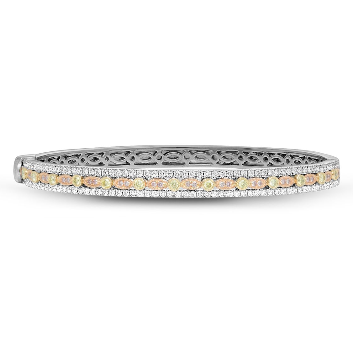Tri-Colored Geometric Diamond Bangle — view 2