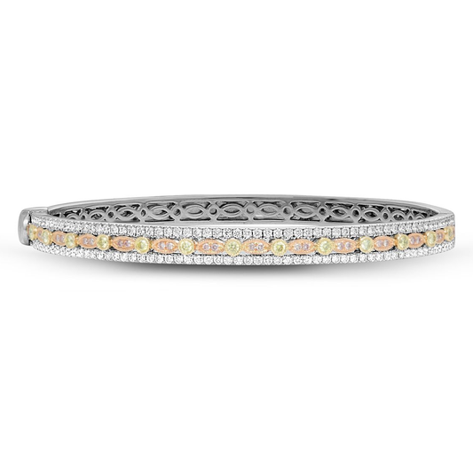 Tri-Colored Geometric Diamond Bangle — view 2