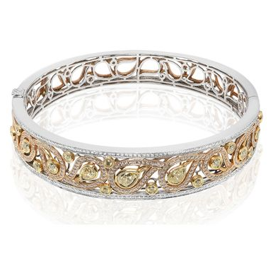 Tri-Colored Paisley Diamond Bangle — view 1